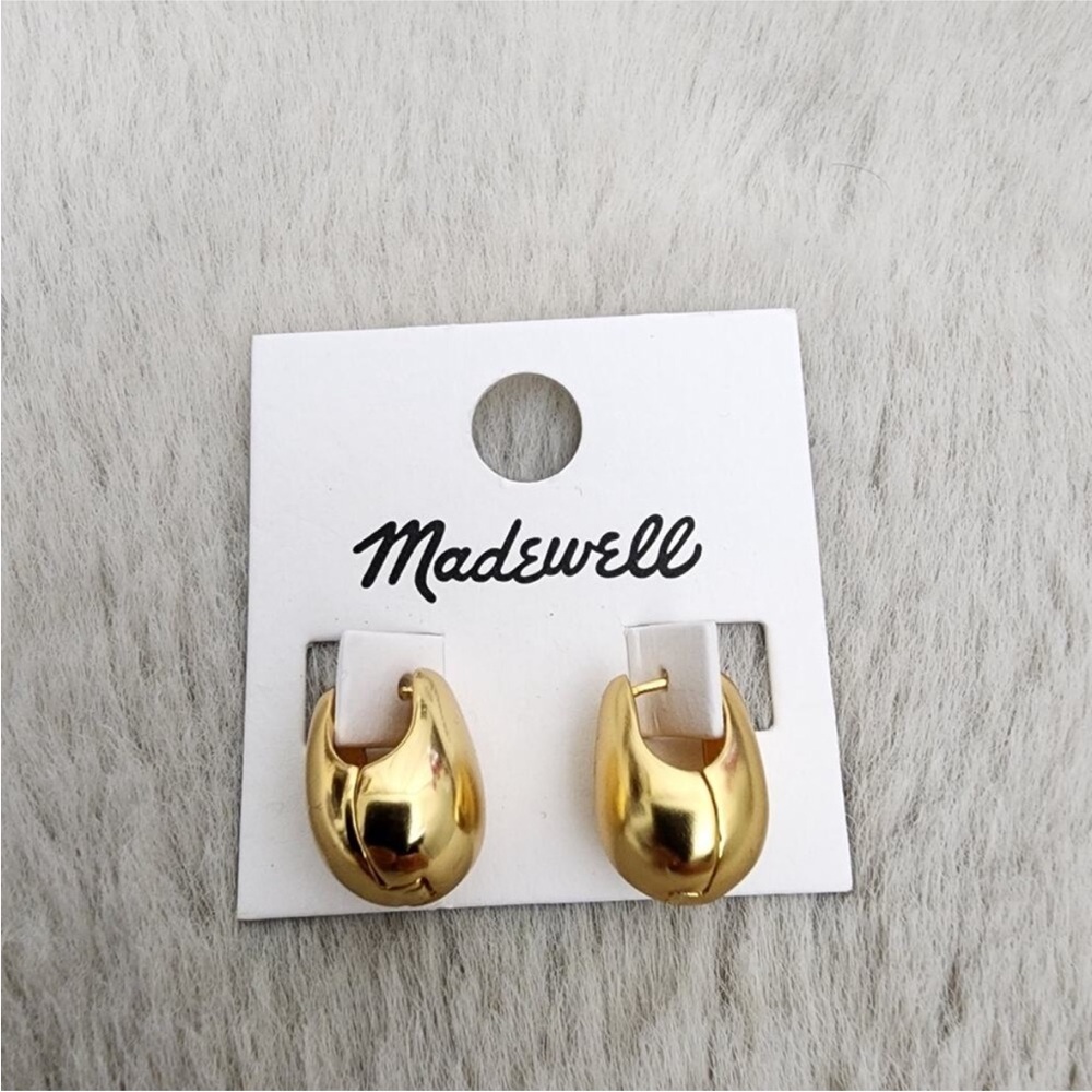 NEW Madewell Vintage Gold Droplet Huggie Hopp Teardrop Earrings